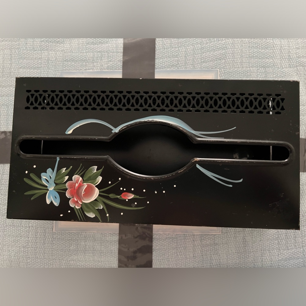 Mid Century Black Metal Tissue Box